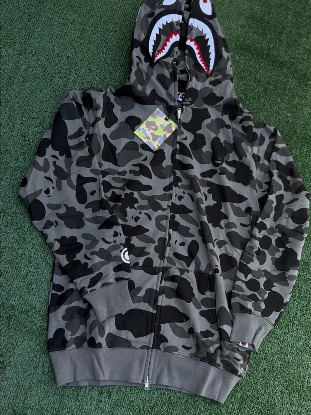 Bape Camo Shark Zip-Up Hoodie - Gray
